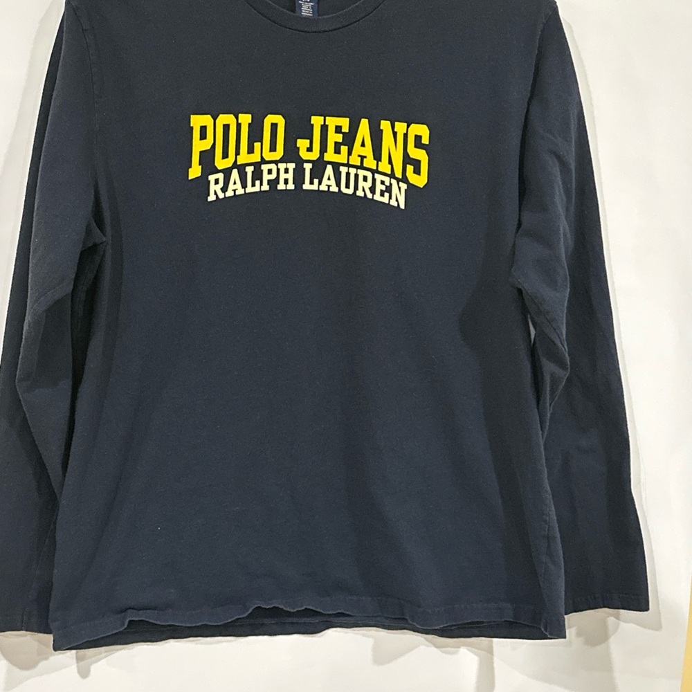 Polo by Ralph Lauren Navy Long-Sleeve Tee with Yellow Logo